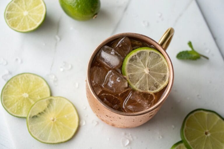 Single Kentucky mule recipe in copper mug