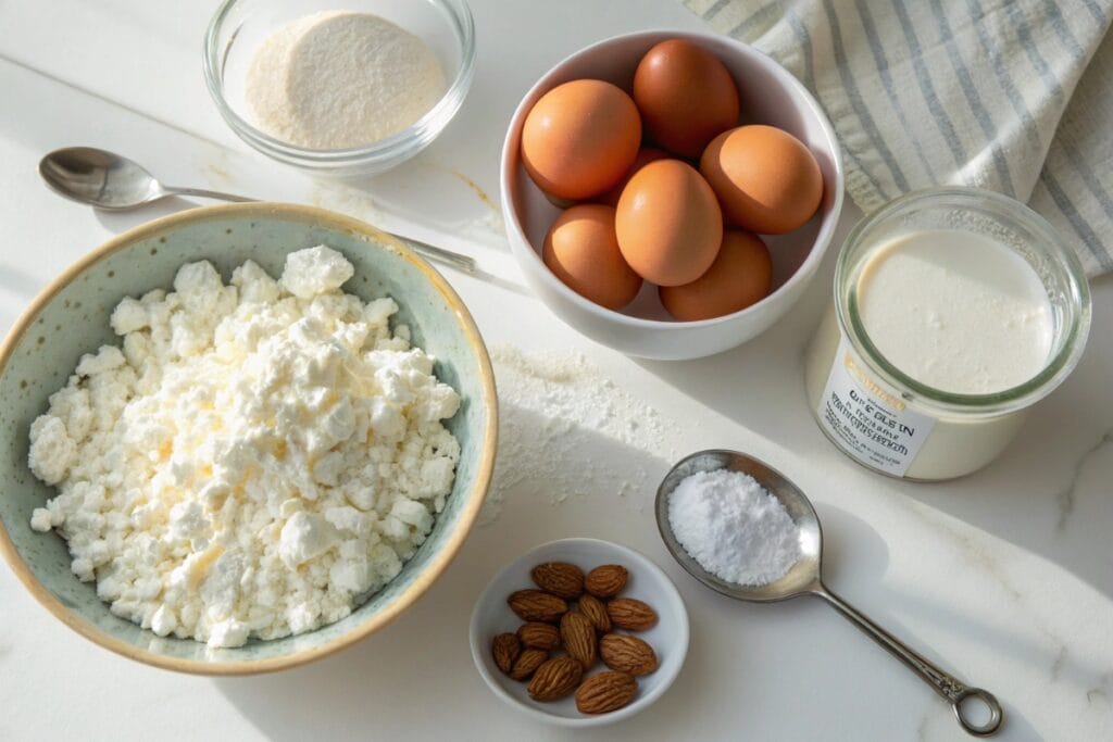 Ingredients for keto cottage cheese bread recipe