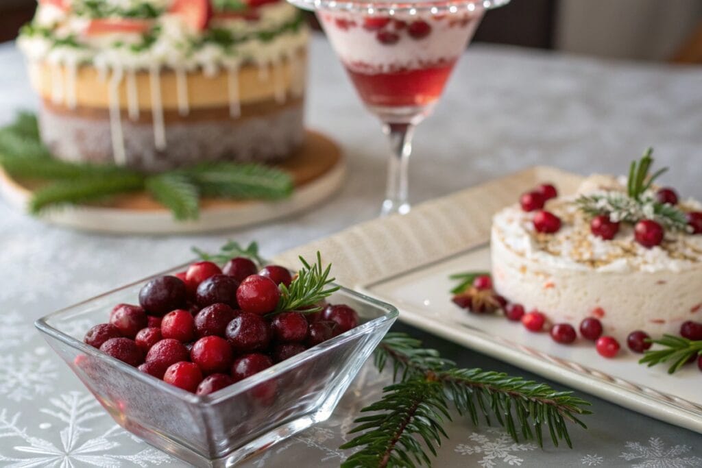 Popping cranberries used as a dessert and drink garnish