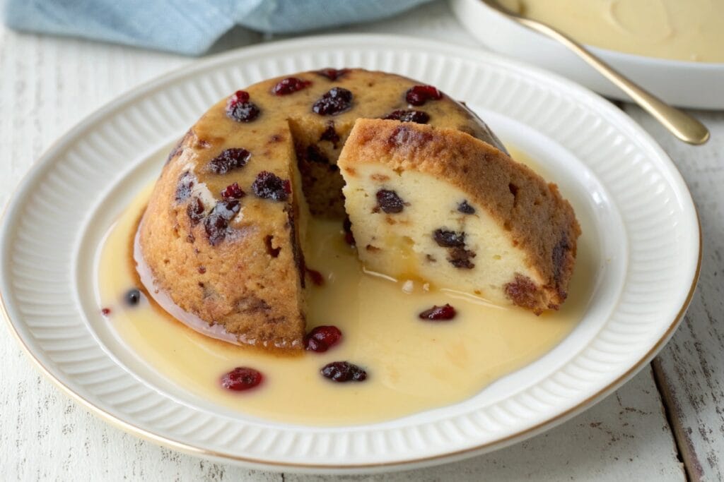 Spotted dick recipe pudding with custard