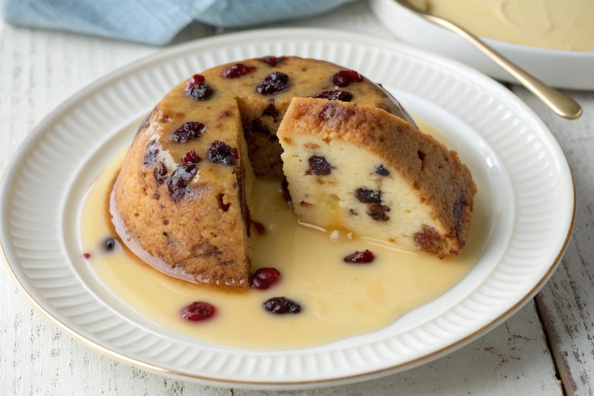 Spotted dick recipe pudding with custard