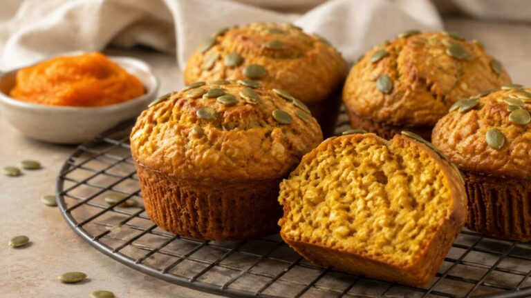 High protein pumpkin muffins without protein powder on a cooling rack