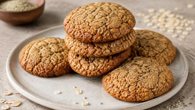 Vegan protein cookies without protein powder made with oats, hemp hearts, and sunflower seed butter