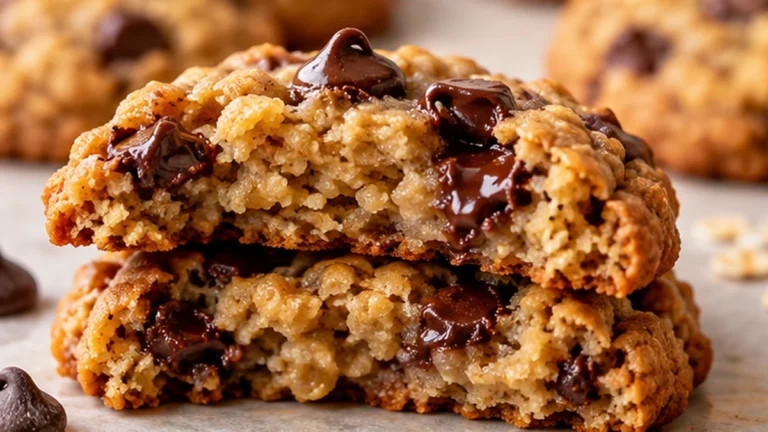 Broken high protein chickpea chocolate chip cookies showing the soft center